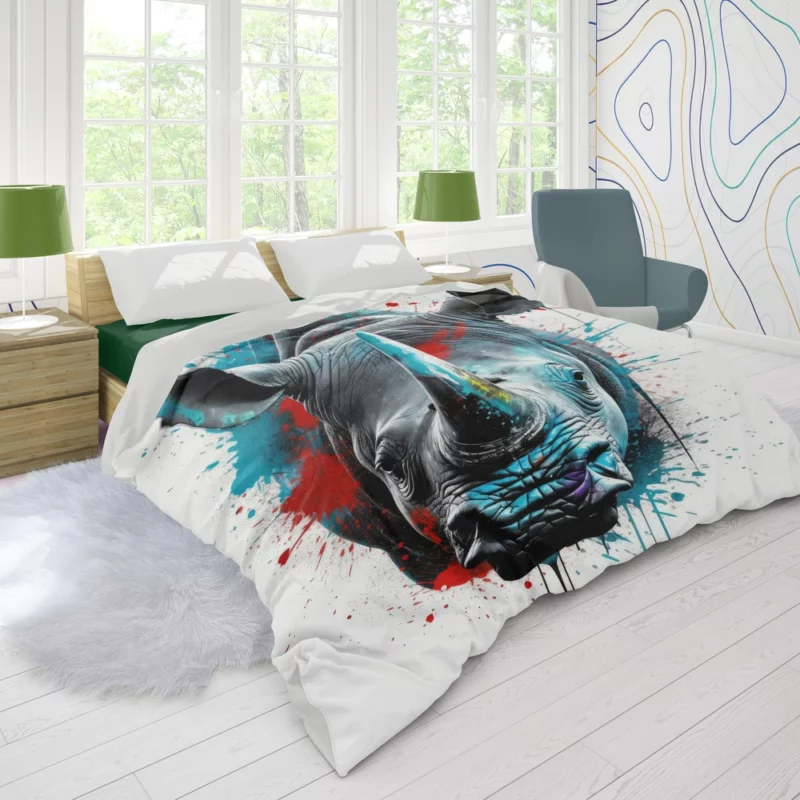 Neonpunk Rhino Head Artwork Duvet Cover