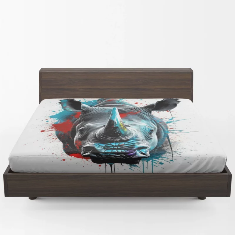 Neonpunk Rhino Head Artwork Fitted Sheet 1