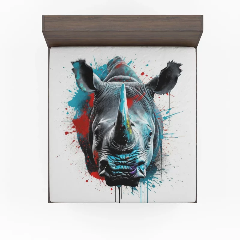 Neonpunk Rhino Head Artwork Fitted Sheet