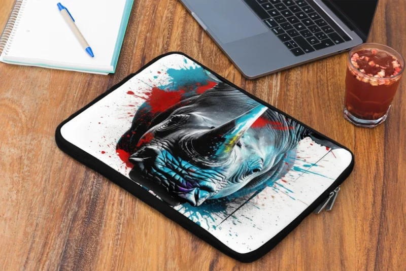 Neonpunk Rhino Head Artwork Laptop Sleeve 2