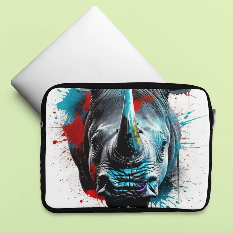 Neonpunk Rhino Head Artwork Laptop Sleeve