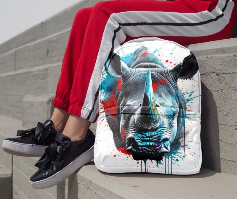 Neonpunk Rhino Head Artwork Minimalist Backpack 1