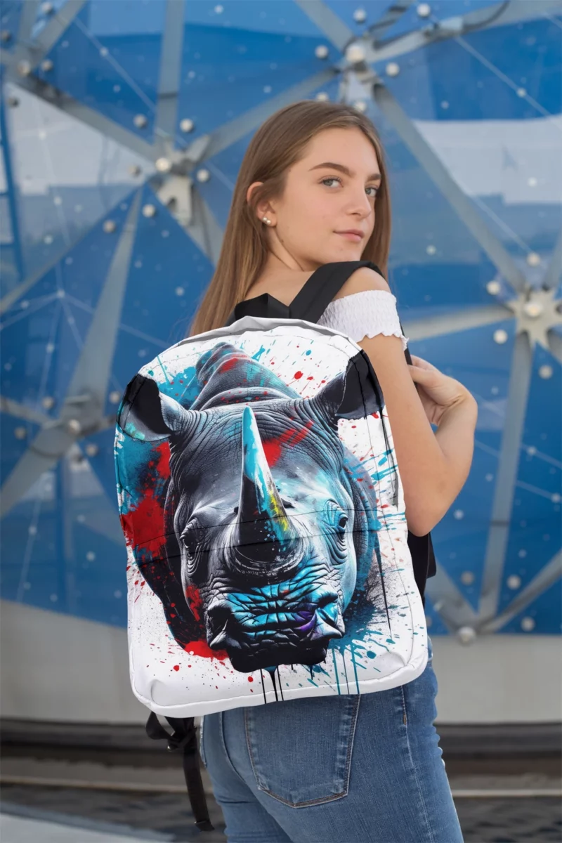 Neonpunk Rhino Head Artwork Minimalist Backpack 2