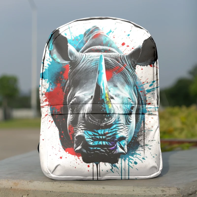 Neonpunk Rhino Head Artwork Minimalist Backpack