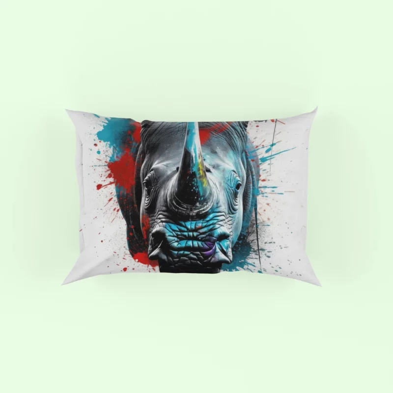 Neonpunk Rhino Head Artwork Pillow Case