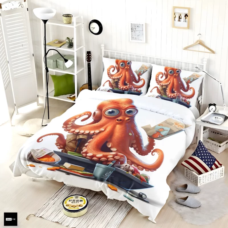 Octopus Cartoon Character Bedding Set