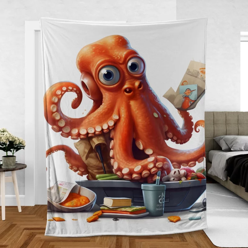 Octopus Cartoon Character Fleece Blanket