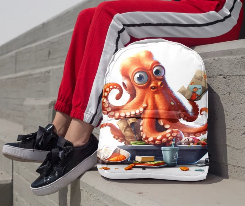 Octopus Cartoon Character Minimalist Backpack 1