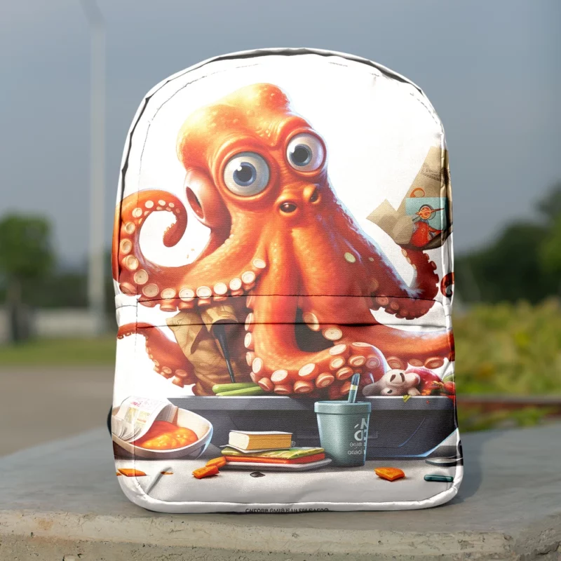 Octopus Cartoon Character Minimalist Backpack