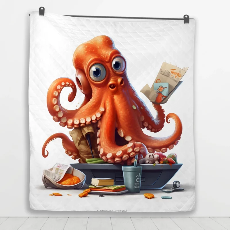 Octopus Cartoon Character Quilt Blanket 1