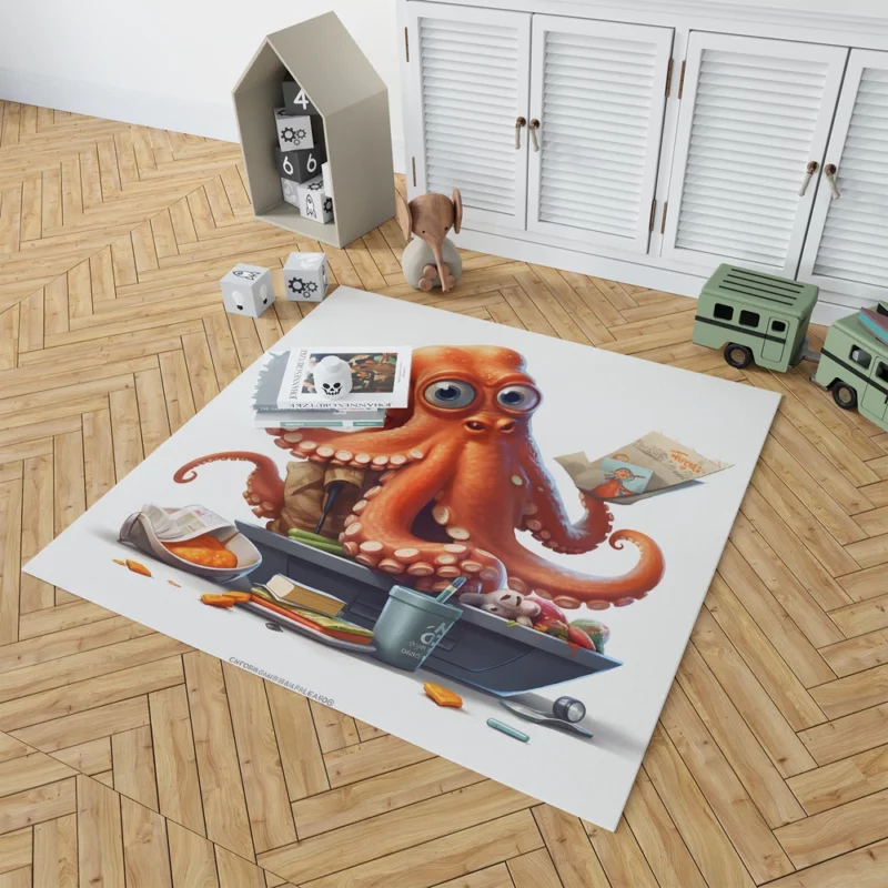 Octopus Cartoon Character Rug 1