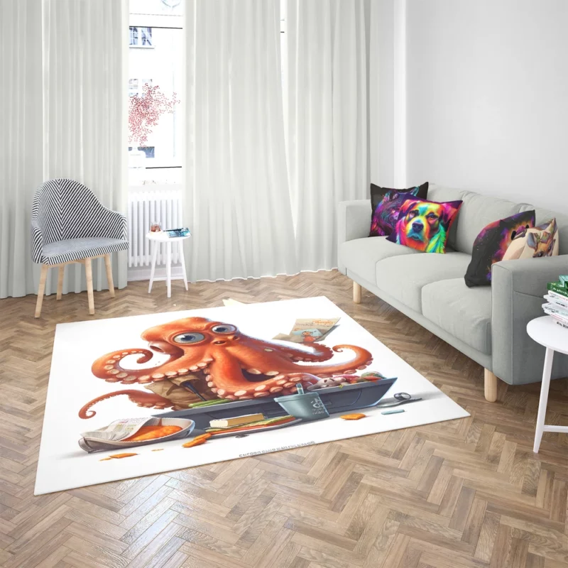 Octopus Cartoon Character Rug 2