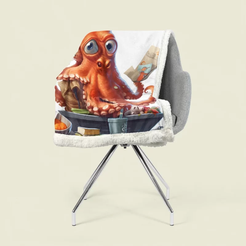 Octopus Cartoon Character Sherpa Fleece Blanket 1