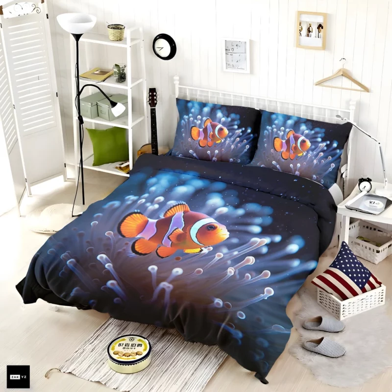 Orange Clownfish Swimming Bedding Set