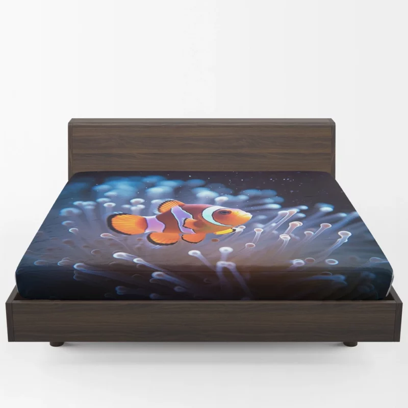 Orange Clownfish Swimming Fitted Sheet 1