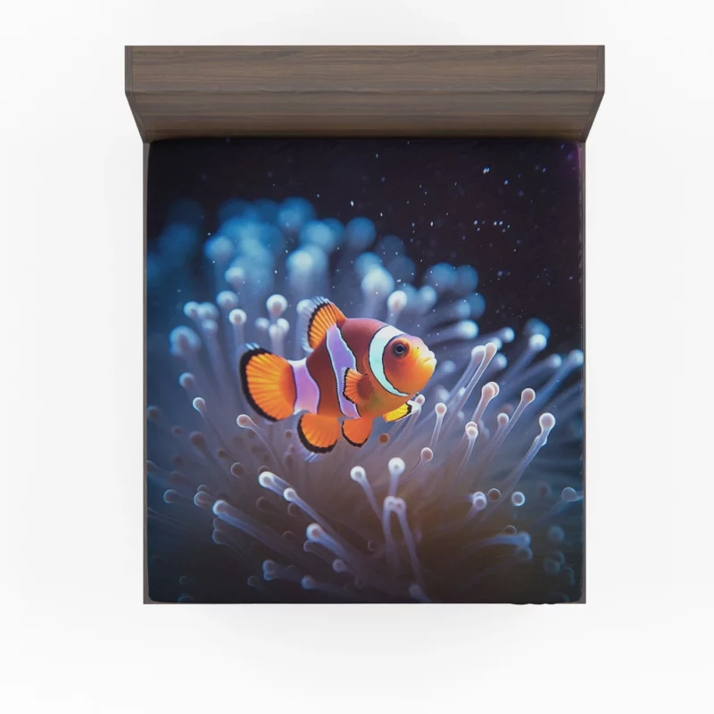 Orange Clownfish Swimming Fitted Sheet