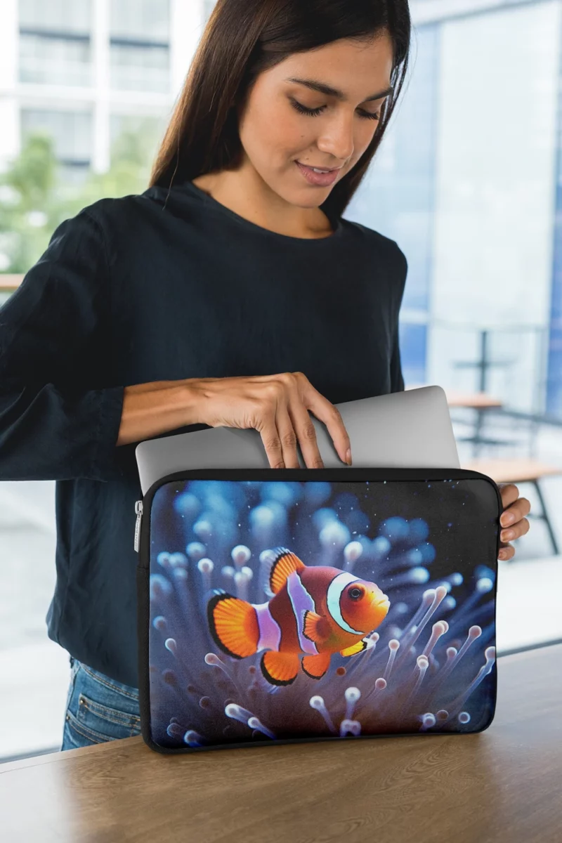 Orange Clownfish Swimming Laptop Sleeve 1