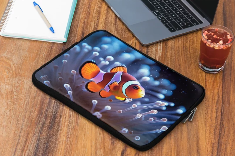 Orange Clownfish Swimming Laptop Sleeve 2