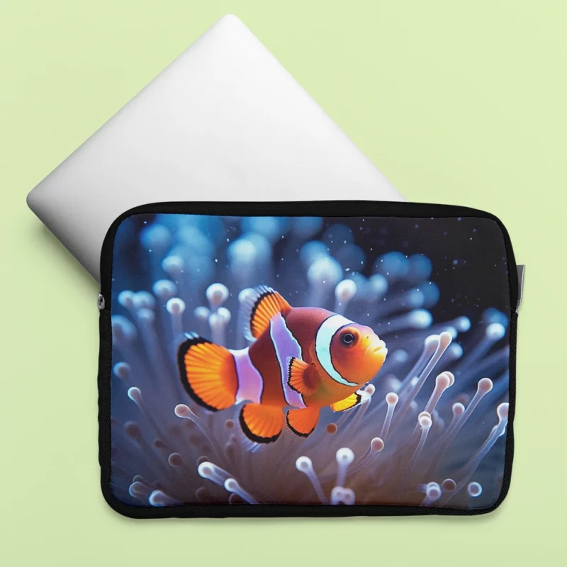 Orange Clownfish Swimming Laptop Sleeve
