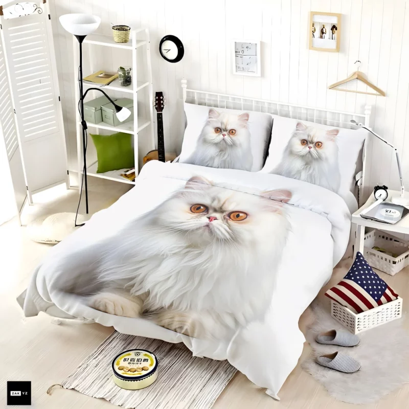 Orange Eyed Angora Cat Bedding Set