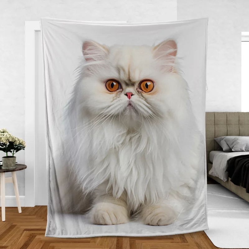 Orange Eyed Angora Cat Fleece Blanket