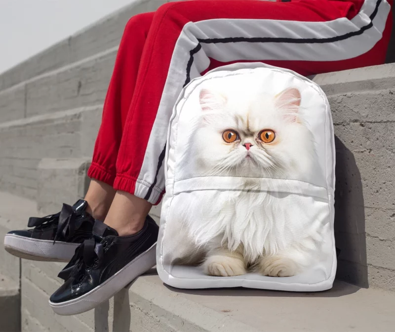 Orange Eyed Angora Cat Minimalist Backpack 1