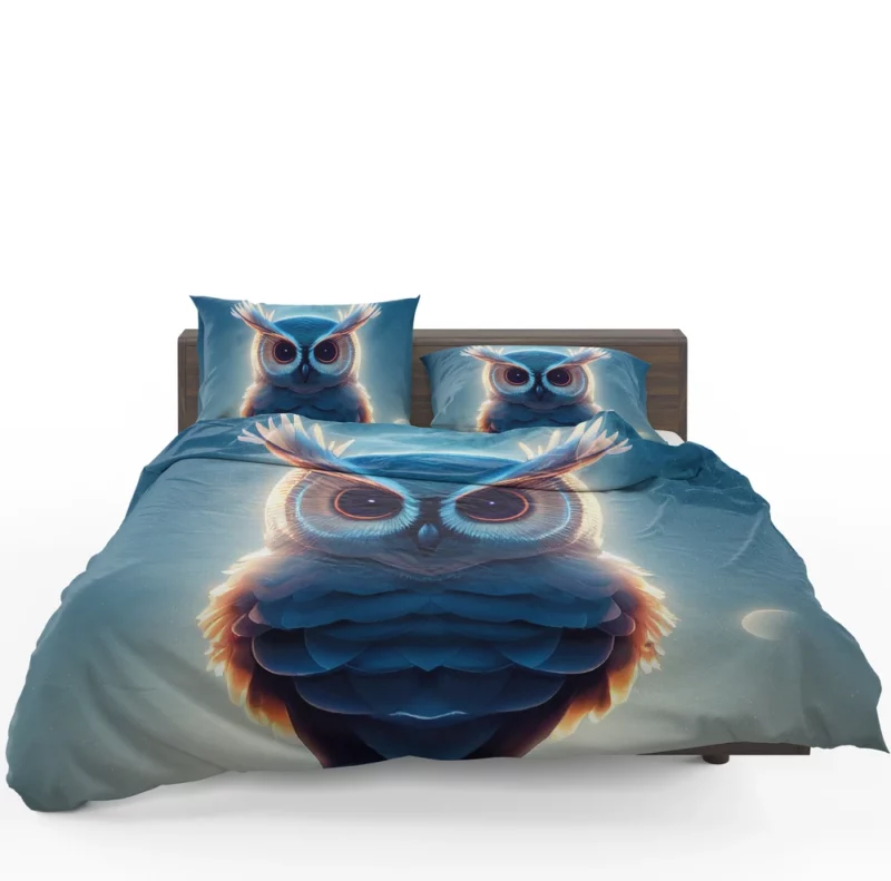 Orange-Eyed Owl Painting Bedding Set 1