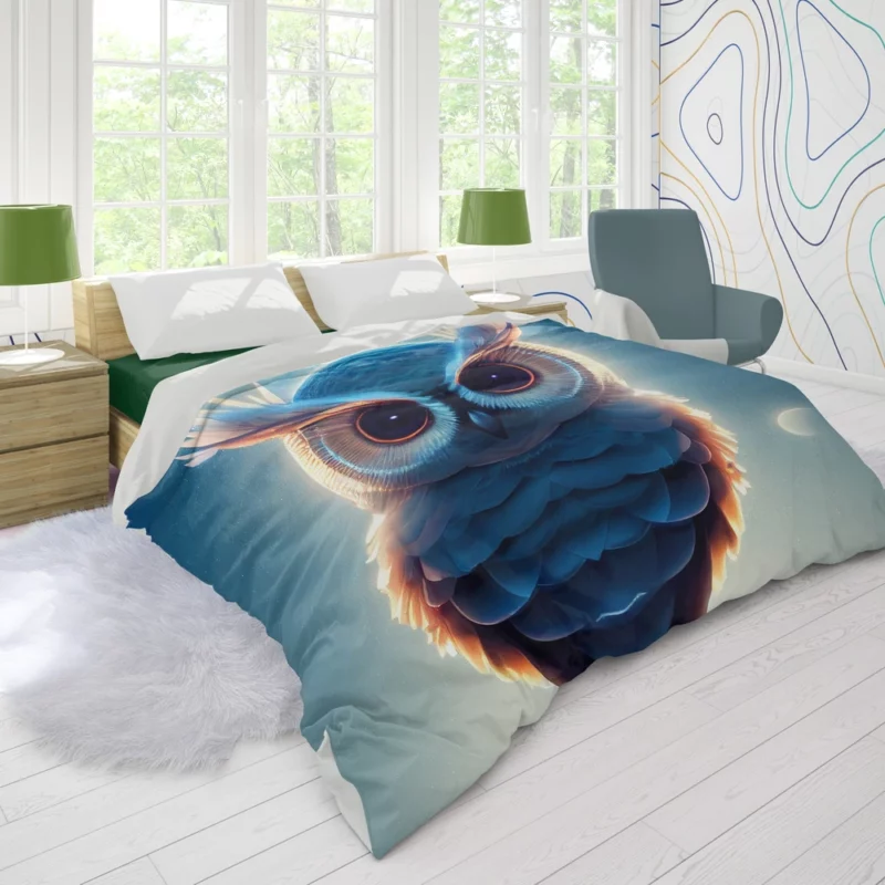 Orange-Eyed Owl Painting Duvet Cover