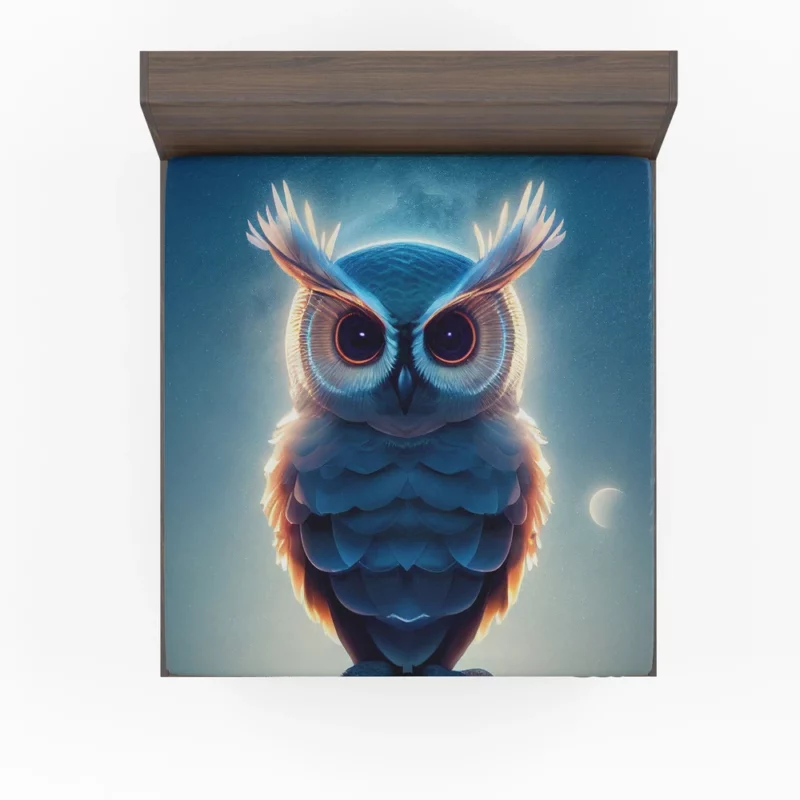 Orange-Eyed Owl Painting Fitted Sheet