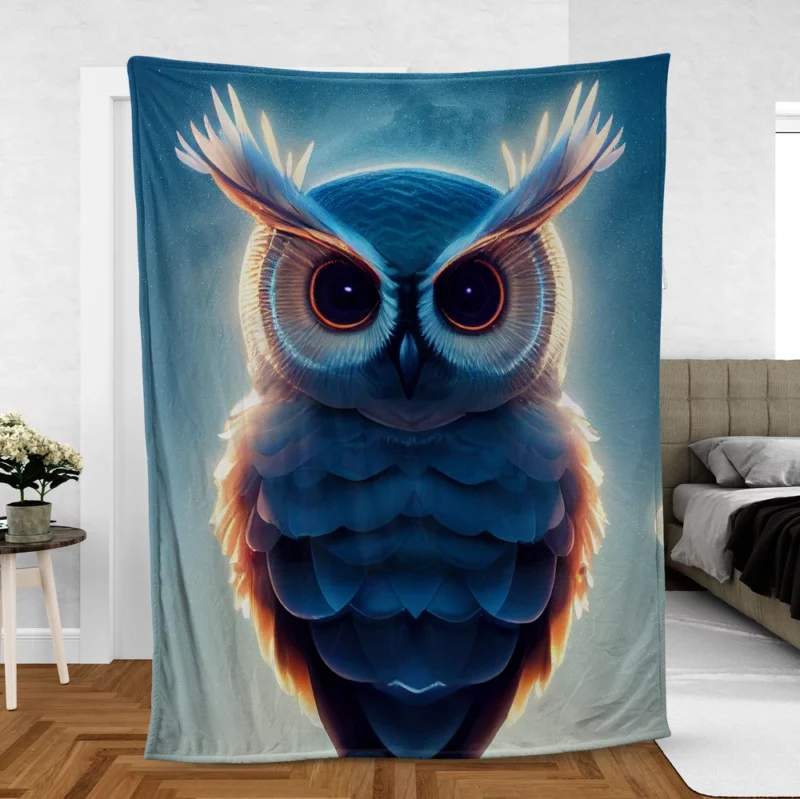 Orange-Eyed Owl Painting Fleece Blanket