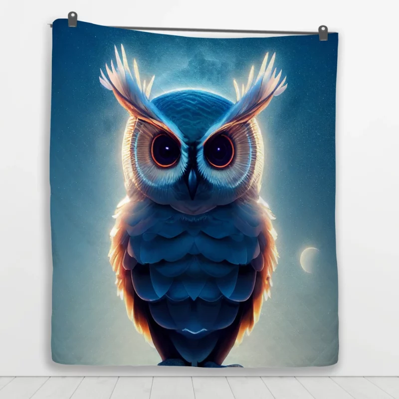 Orange-Eyed Owl Painting Quilt Blanket 1