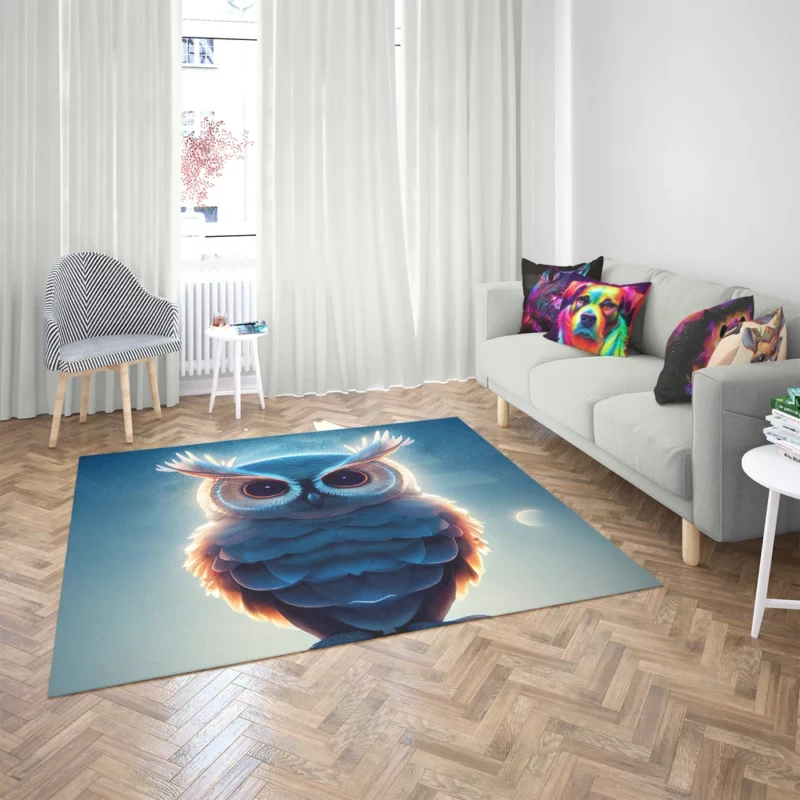 Orange-Eyed Owl Painting Rug 2