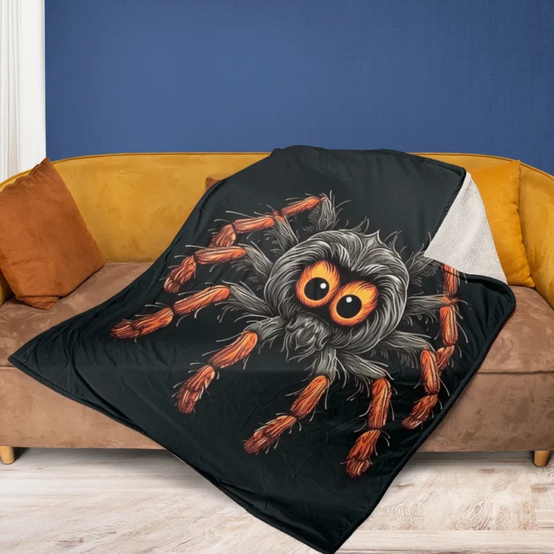 Orange Eyed Spider Close-Up Fleece Blanket 1