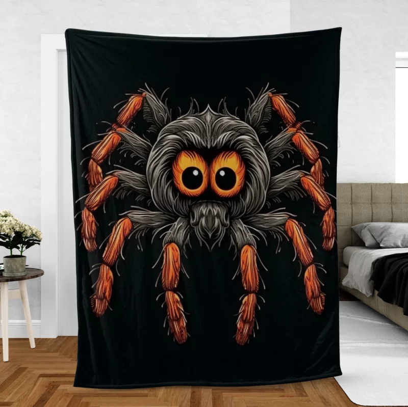 Orange Eyed Spider Close-Up Fleece Blanket