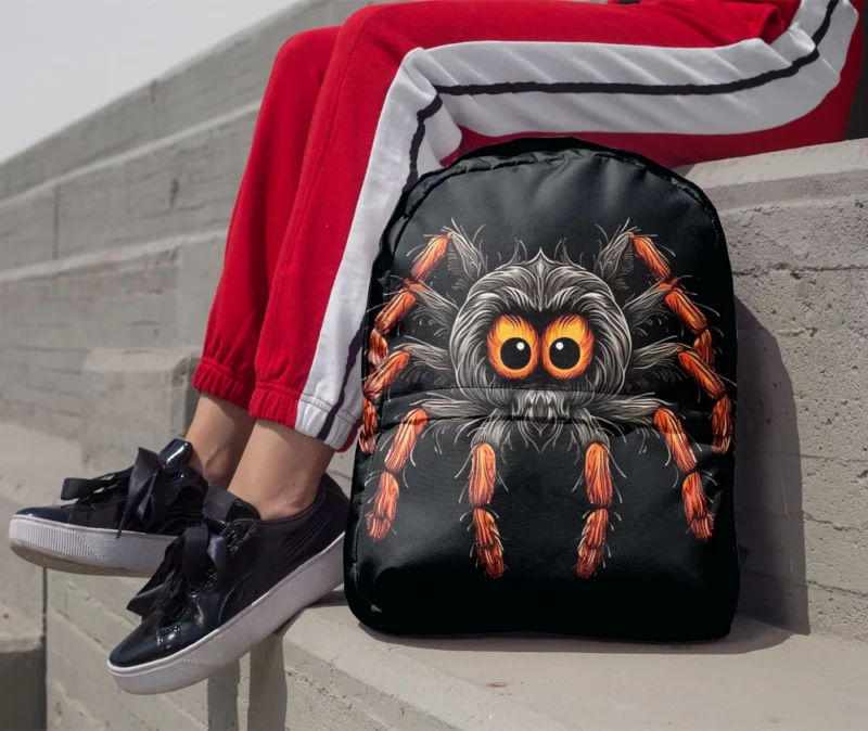 Orange Eyed Spider Close-Up Minimalist Backpack 1