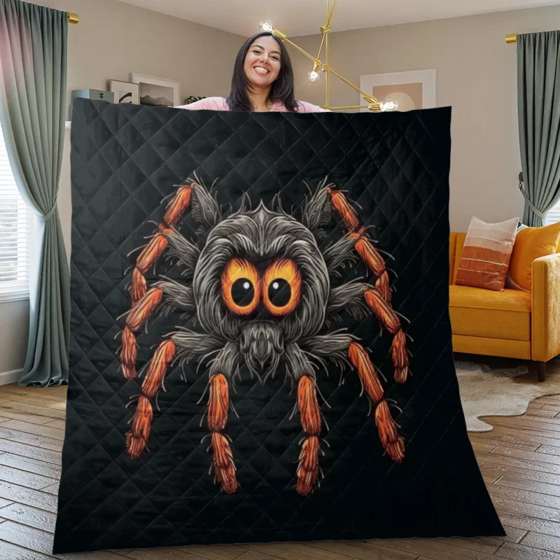 Orange Eyed Spider Close-Up Quilt Blanket