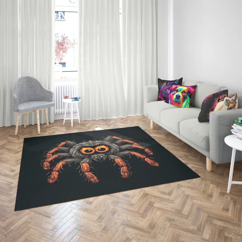 Orange Eyed Spider Close-Up Rug 2