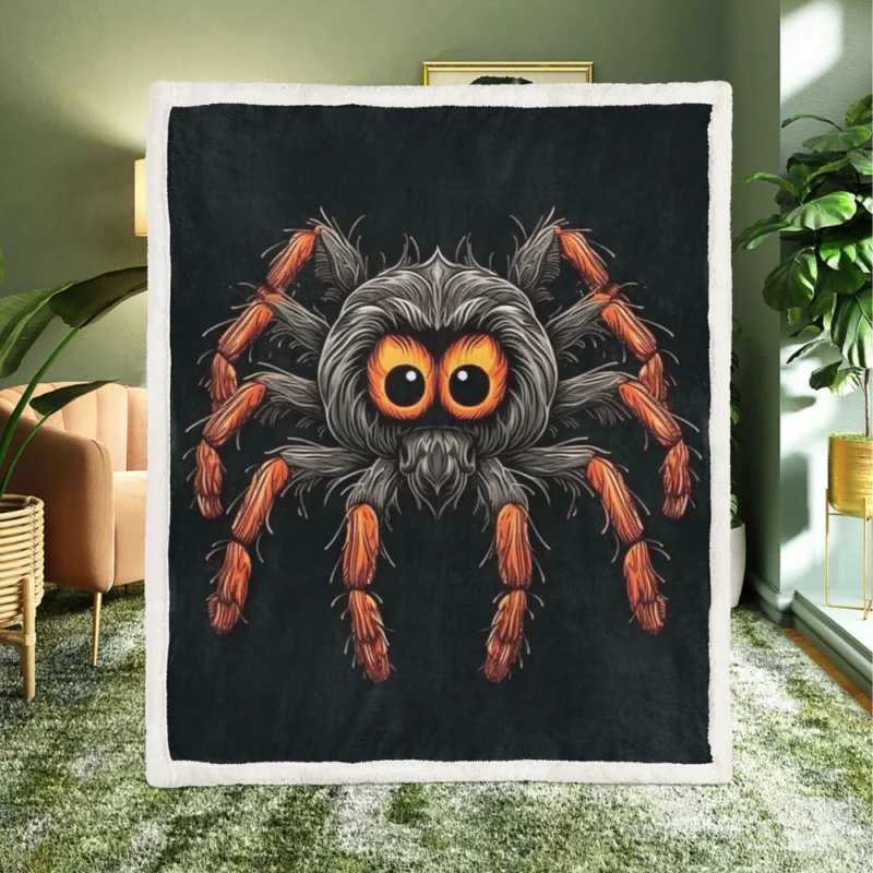 Orange Eyed Spider Close-Up Sherpa Fleece Blanket