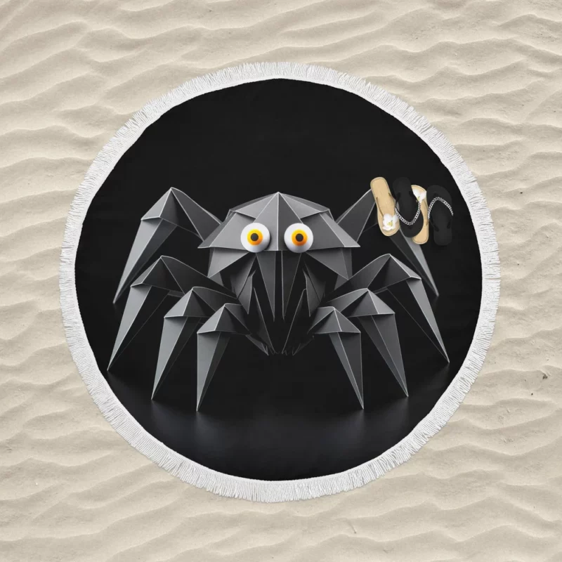 Origami Spider Character Round Beach Towel