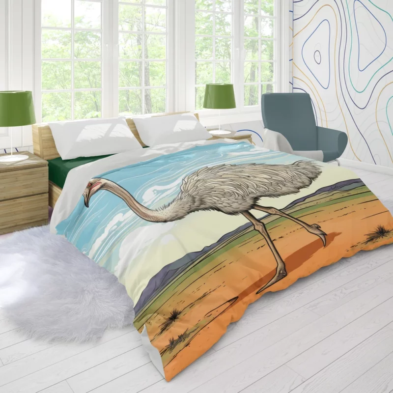 Ostrich Strutting Contour Duvet Cover