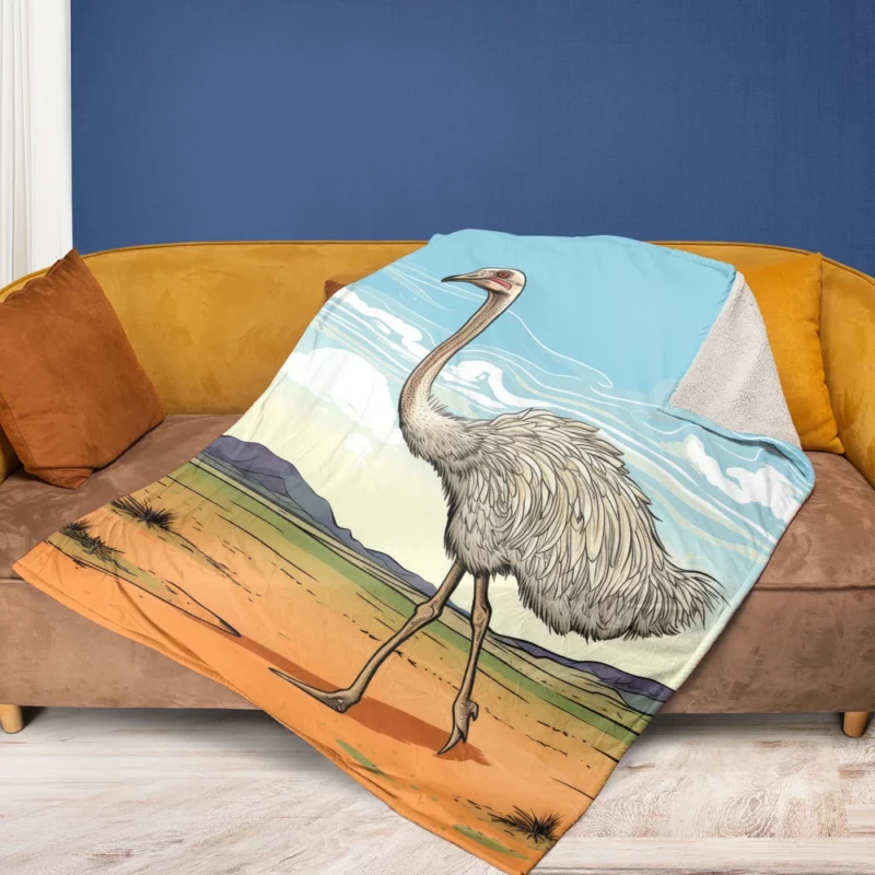 Ostrich Strutting Contour Fleece Blanket 1