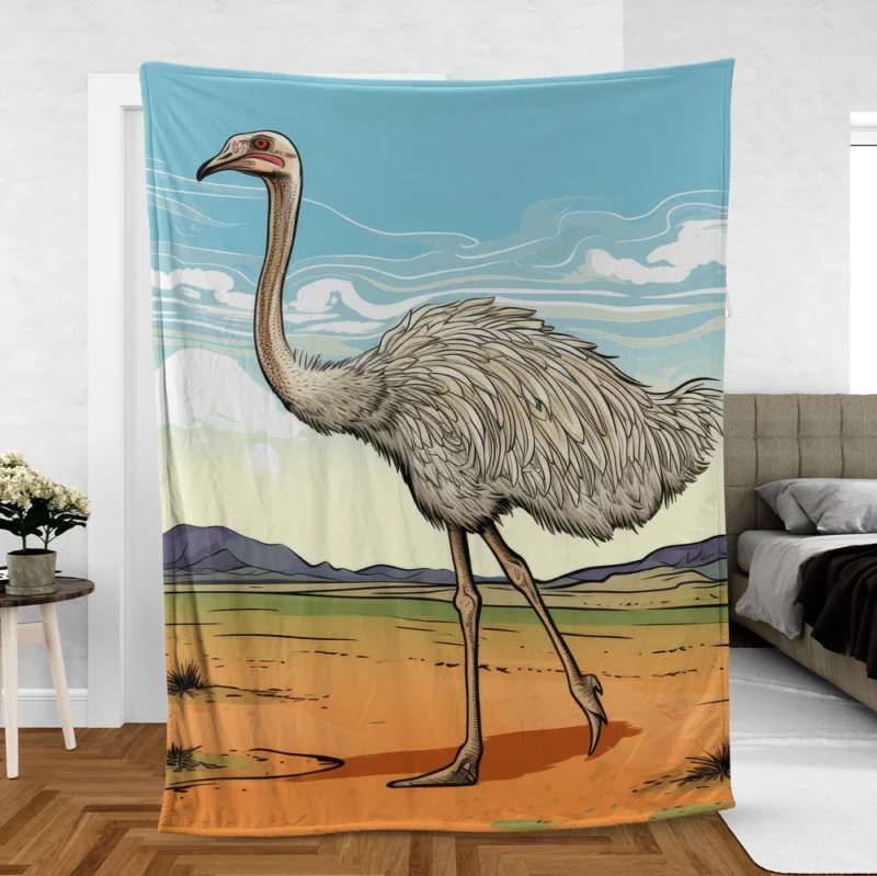 Ostrich Strutting Contour Fleece Blanket