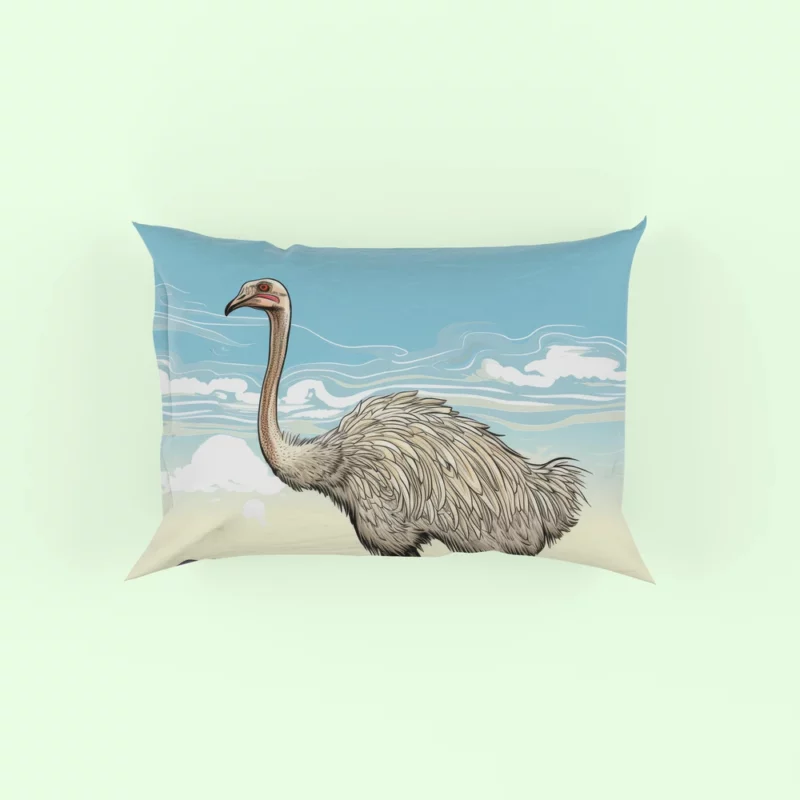 Ostrich Strutting Contour Pillow Case