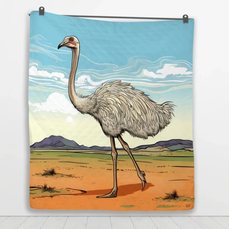 Ostrich Strutting Contour Quilt Blanket 1