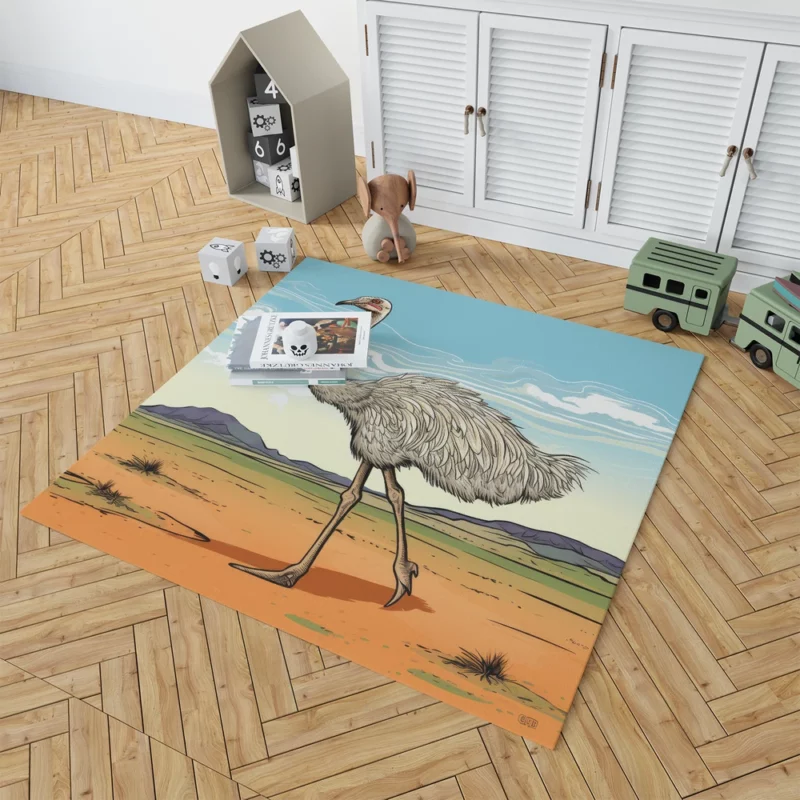 Ostrich Strutting Contour Rug 1