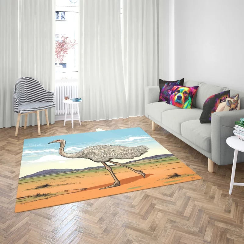 Ostrich Strutting Contour Rug 2