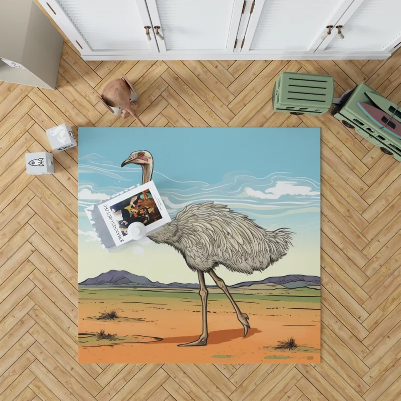 Ostrich Strutting Contour Rug