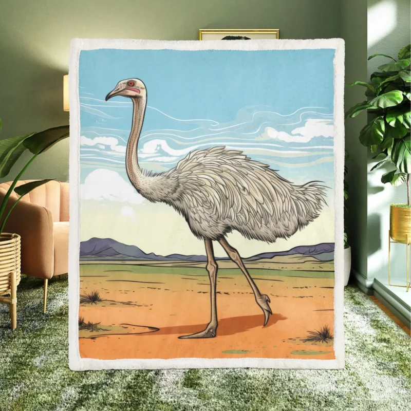 Ostrich Strutting Contour Sherpa Fleece Blanket