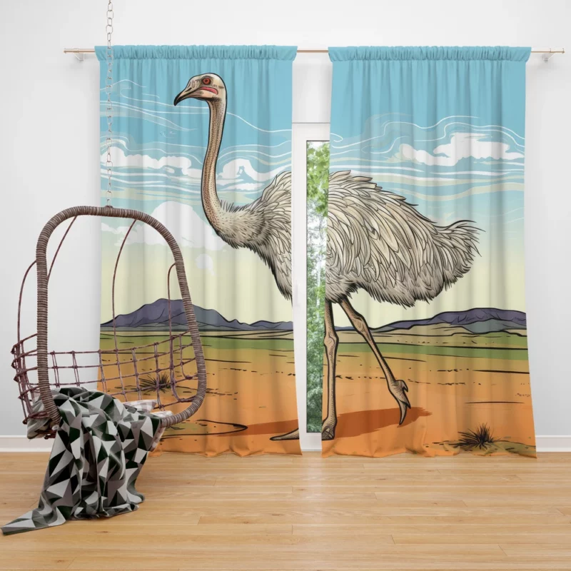 Ostrich Strutting Contour Window Curtain