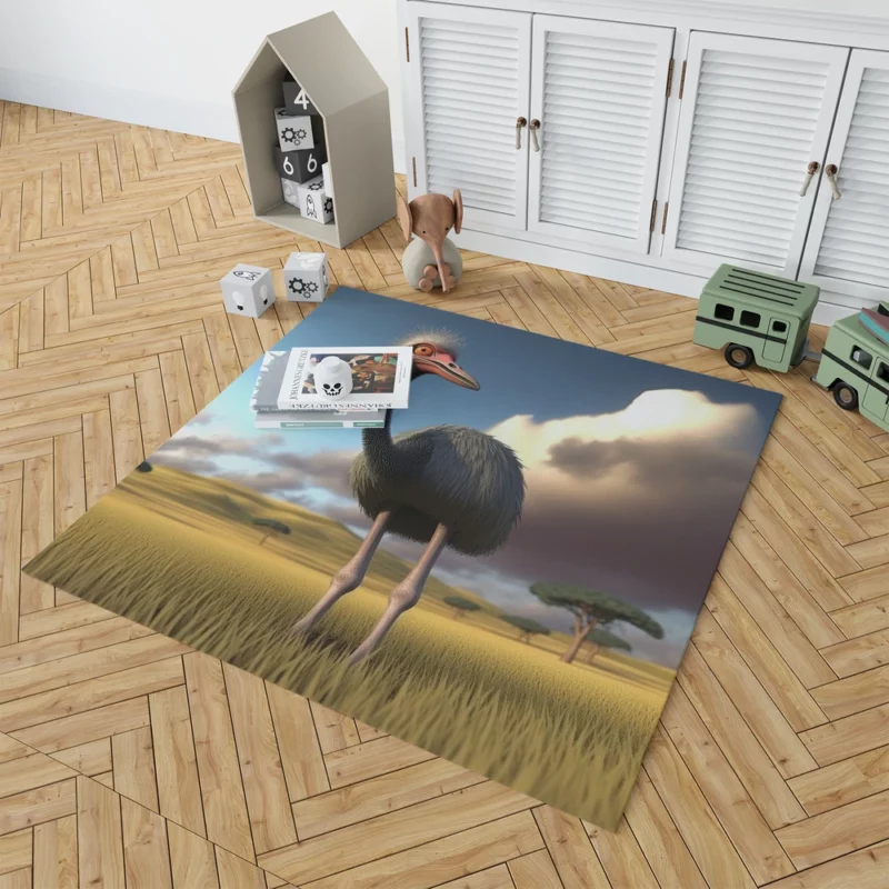 Ostrich in the Field Rug 1